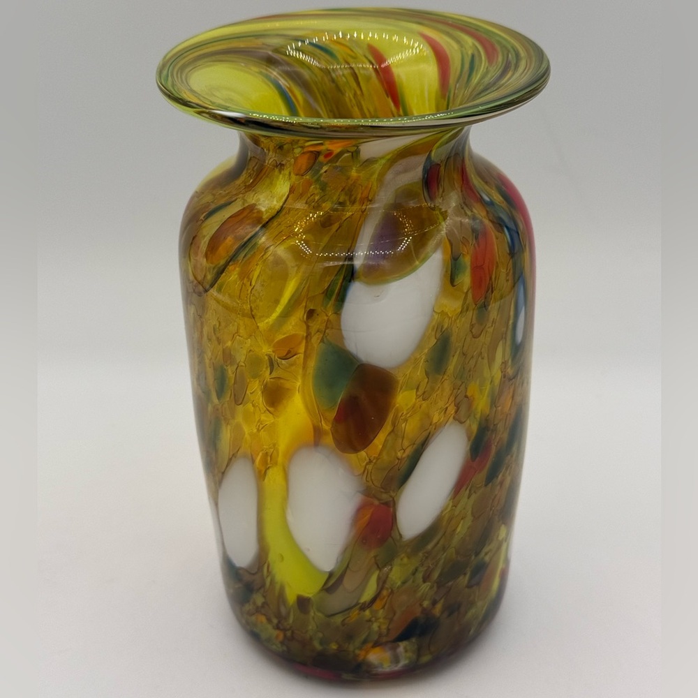 Vibrant Multicolor Glass Art Vase